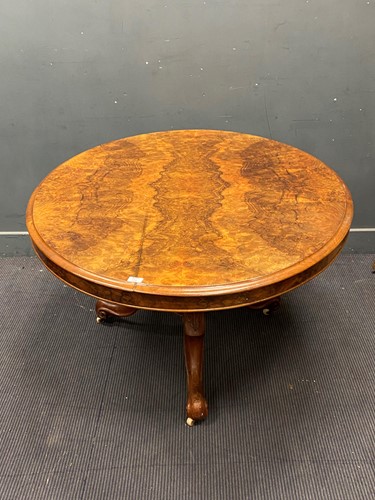 Lot 479 - A Victorian burr walnut oval breakfast table...