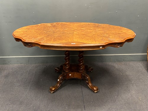 Lot 474 - A Victorian burr walnut scalloped edge...