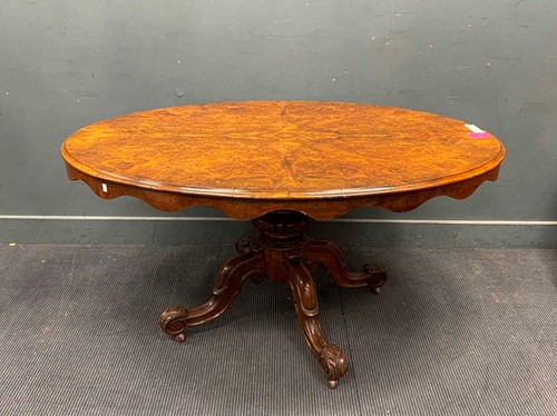 Lot 478 - A Mid-Victorian burr walnut breakfast table,...