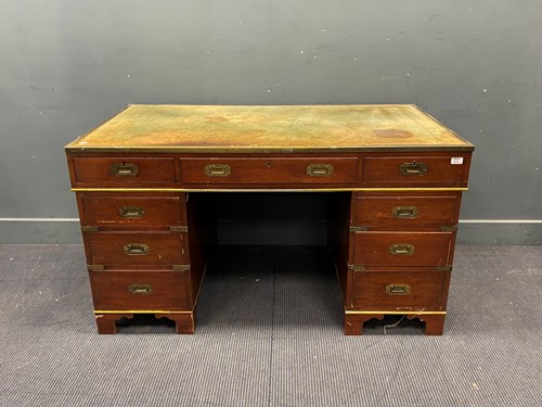 Lot 410 - A mid 20th century mahogany campaign style...