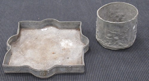 Lot 475 - A lead planter of circular form, with scenes...