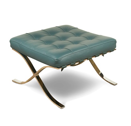 Lot 254 - After Mies van der Rohe, a leather and chrome 'Barcelona' stool