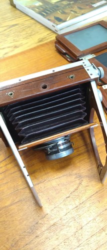 Lot 40 - A Shew & Co XIT Patent quarter plate camera,...
