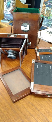 Lot 40 - A Shew & Co XIT Patent quarter plate camera,...
