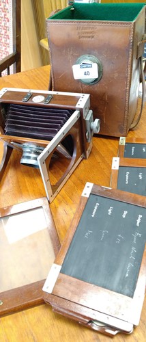 Lot 40 - A Shew & Co XIT Patent quarter plate camera,...