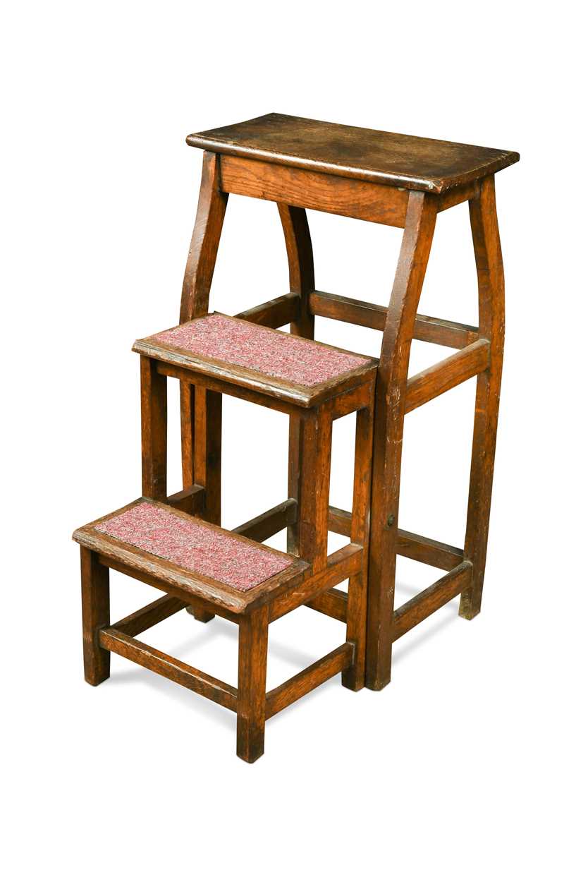 Lot 618 - A set of oak metamorphic library steps, circa 1900.