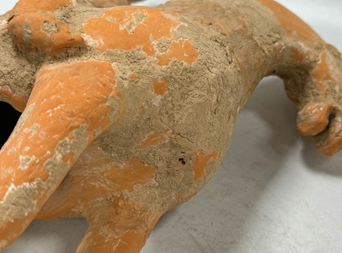 Lot 5 - Two Chinese terracotta horses with female riders, Tang Dynasty or later
