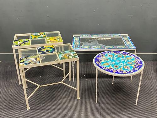 Lot 458 - Four white painted metal occasional tables...
