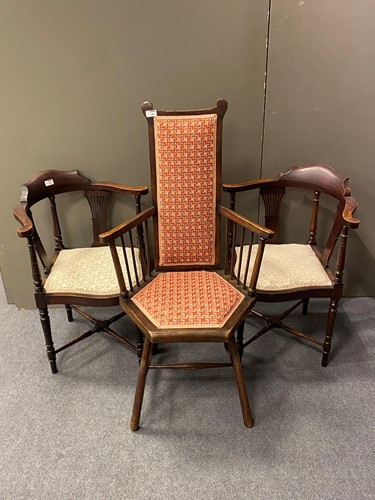 Lot 461 - Early 20th century armchair, the high back and...