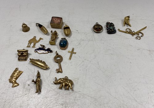 Lot 189 - Fifteen assorted charms, hallmarked or...