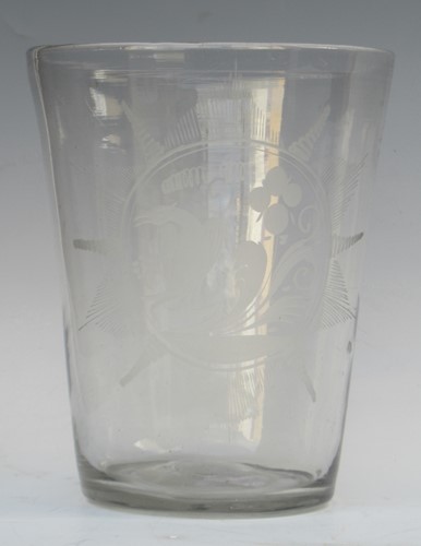 Lot 19 - A 19th century glass vase engraved with a bird,...