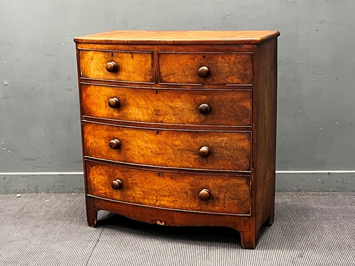 Lot 339 - A 19th century mahogany bow front chest of...