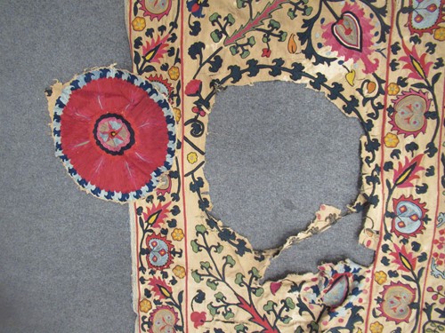 Lot 73 - An 19th century embroidered Suzani panel,...