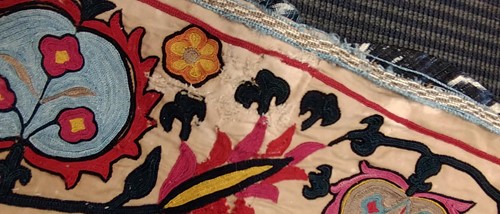 Lot 73 - An 19th century embroidered Suzani panel,...