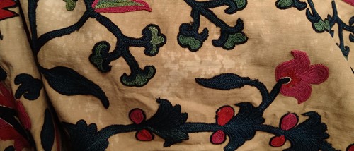 Lot 73 - An 19th century embroidered Suzani panel,...