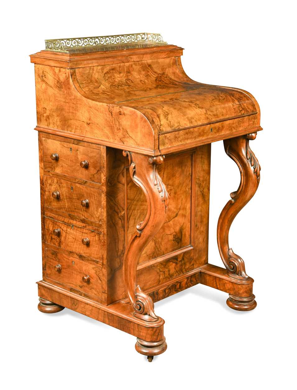 Lot 617 - A Victorian burr walnut piano top davenport