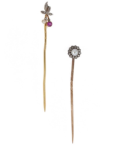 Lot 34 - Two diamond set stick pins