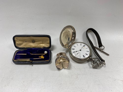 Lot 191 - Two stick pins, one stamped '14K' and one...