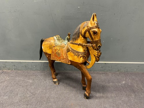 Lot 336 - A wooden painted model of a horse 78 x 80 x 19cm