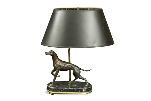 Lot 39 - A bronze greyhound lamp