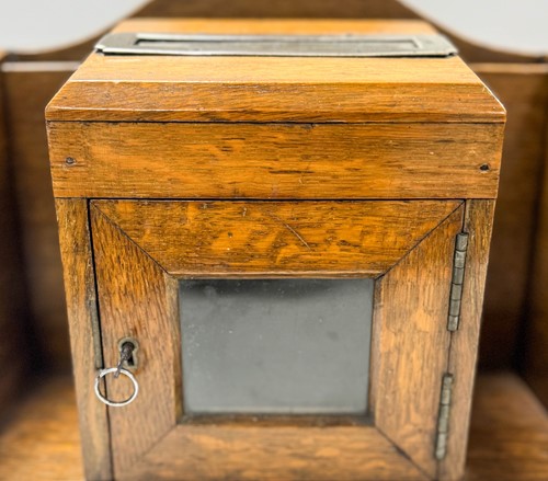 Lot 589 - A Victorian oak hall letter box and rack