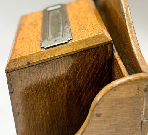 Lot 589 - A Victorian oak hall letter box and rack