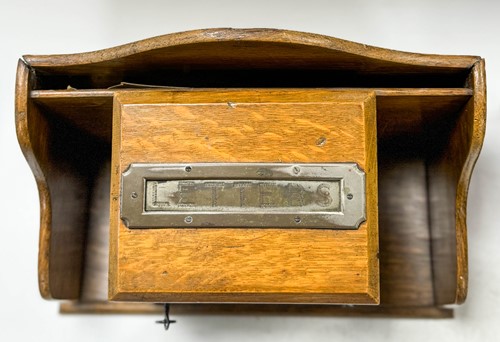 Lot 589 - A Victorian oak hall letter box and rack