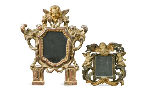 Lot 326 - A small Venetian carved wood and silvered mirror, 18th century