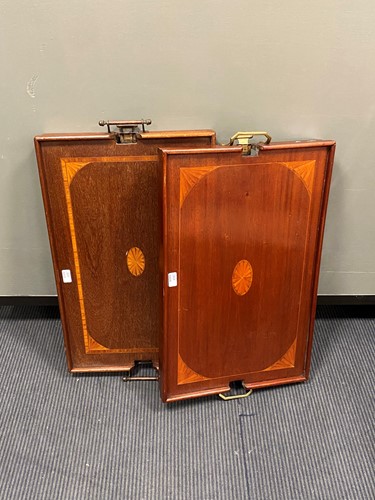 Lot 456 - Two Edwardian mahogany folding tray top tables...