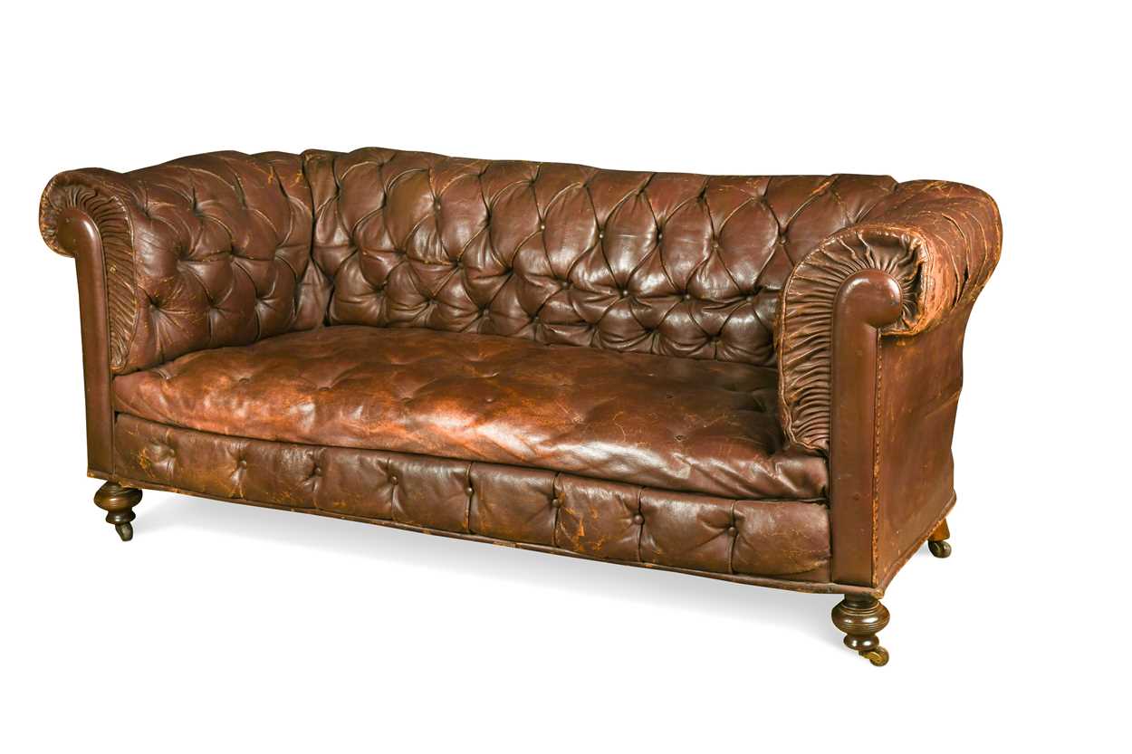 Lot 592 - A Victorian leather chesterfield sofa