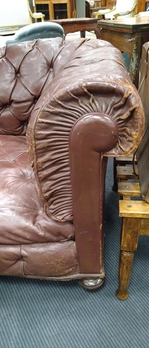 Lot 592 - A Victorian leather chesterfield sofa