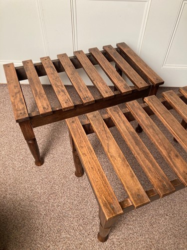 Lot 595 - A pair of Edwardian beech and oak luggage stands