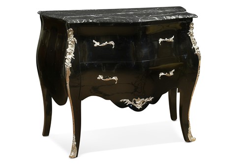 Lot 280 - A modern black lacquer bombé commode