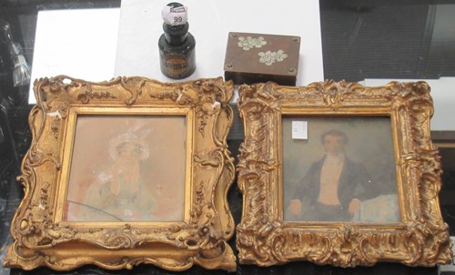 Lot 99 - Two Victorian framed portrait miniatures in...