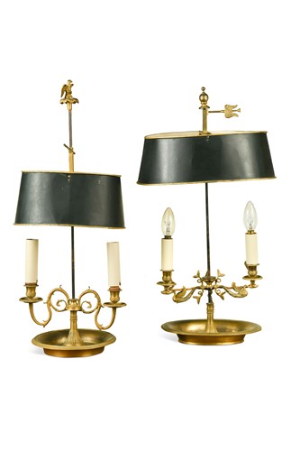 Lot 564 - Two similar bouillotte lamps, 20th century