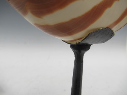 Lot 16 - A pair of Nautilus shells mounted on metal...