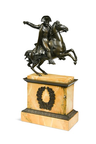 Lot 515 - A patinated bronze model of Napoleon on horseback, late 19th century