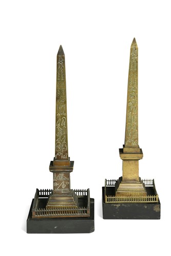 Lot 572 - Two Grand Tour bronze obelisks, mid-19th century