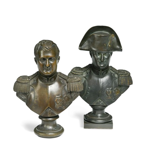 Lot 533 - Two small bronze busts of Napoleon, late 19th century