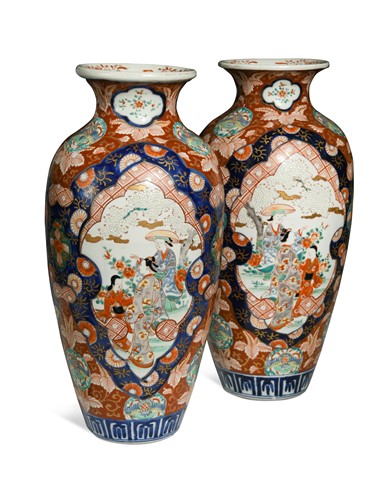 Lot 43 - A pair of Japanese Imari porcelain vases, late Meiji Period, circa 1900