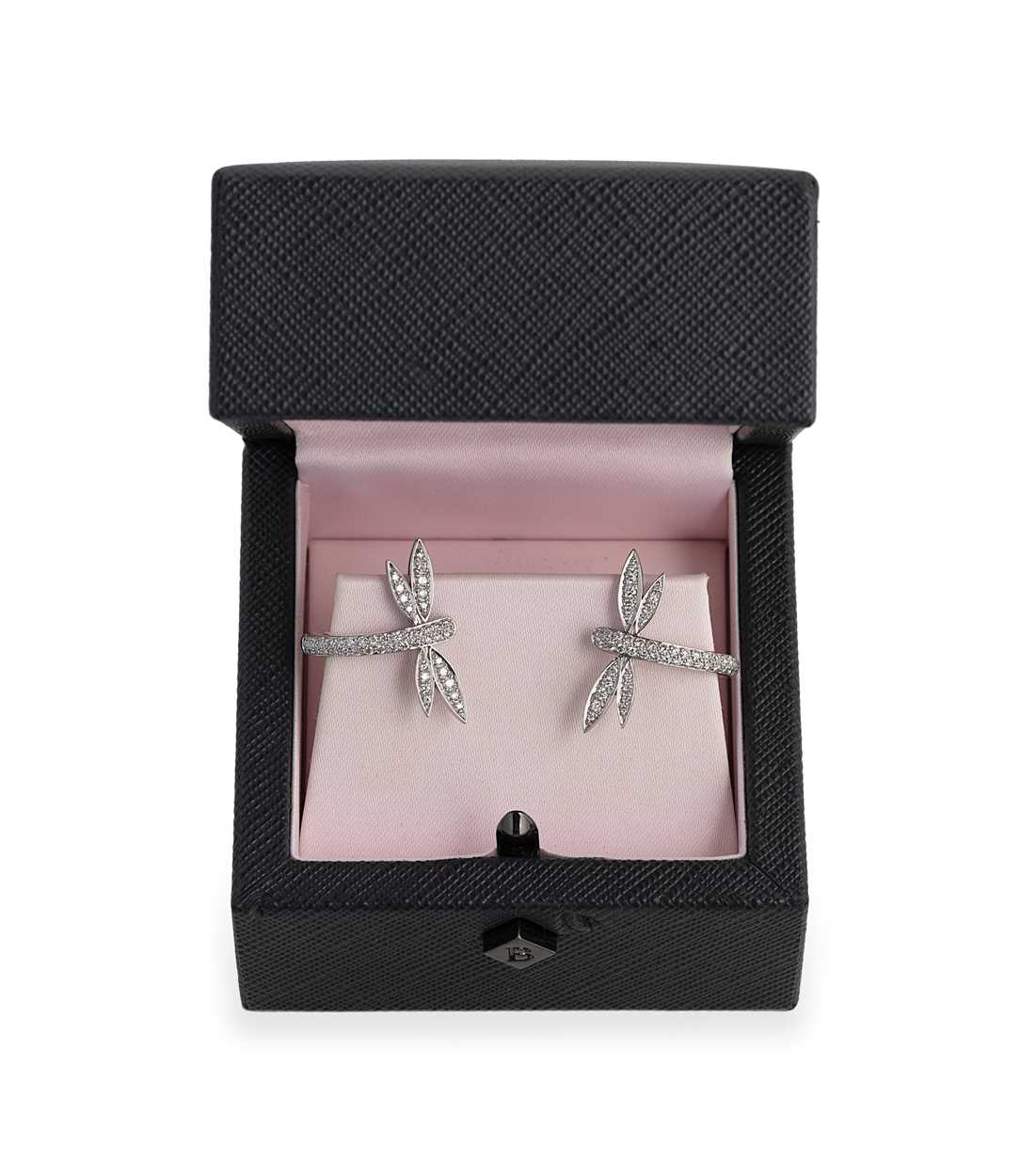 Lot 158 - Boodles - A pair of dragonfly earrings