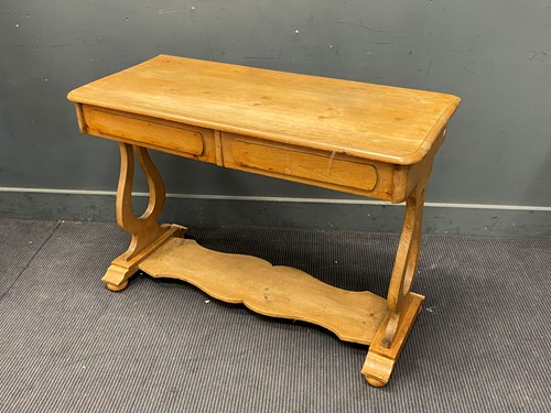 Lot 347 - A mid 19th century pine side table with lyre...