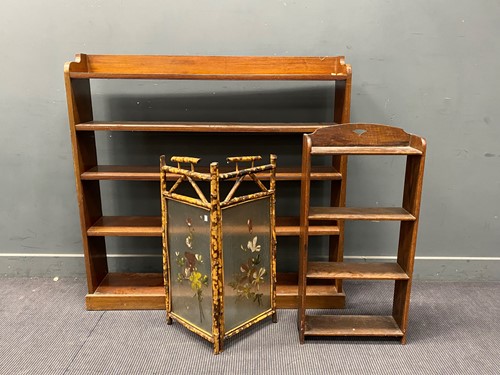 Lot 412 - A mahogany set of open shelves, 124 x 128 x...