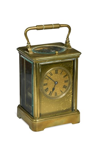 Lot 509 - A French brass repeating carriage clock stamped for E. Maurice & Co., late 19th century