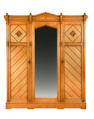 Lot 172 - In the manner of Charles Bevan, a late Victorian ash triple wardrobe