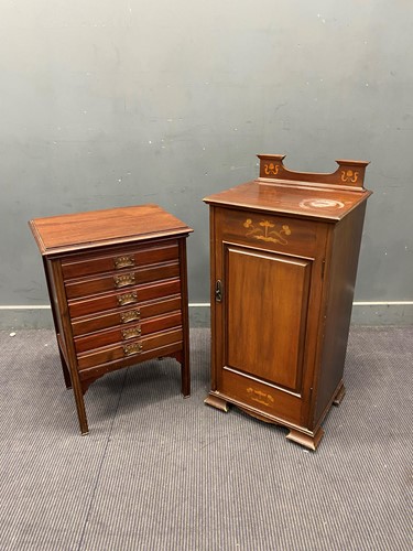 Lot 674 - Two Edwardian music cabinets, one fitted with...