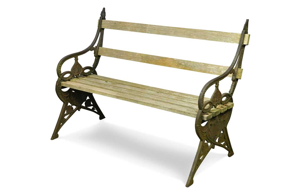 Lot 625 - A Victorian Coalbrookdale 'Lily Pad' pattern garden bench