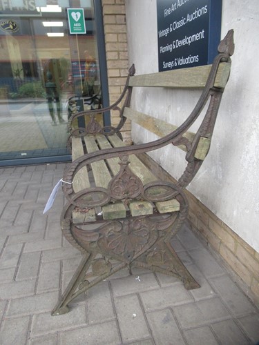 Lot 625 - A Victorian Coalbrookdale 'Lily Pad' pattern garden bench