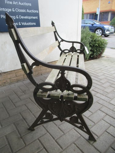 Lot 625 - A Victorian Coalbrookdale 'Lily Pad' pattern garden bench