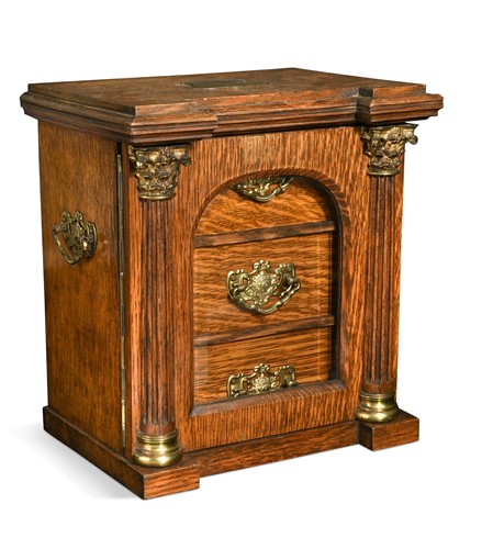 Lot 593 - A late Victorian brass mounted oak table top collector's cabinet